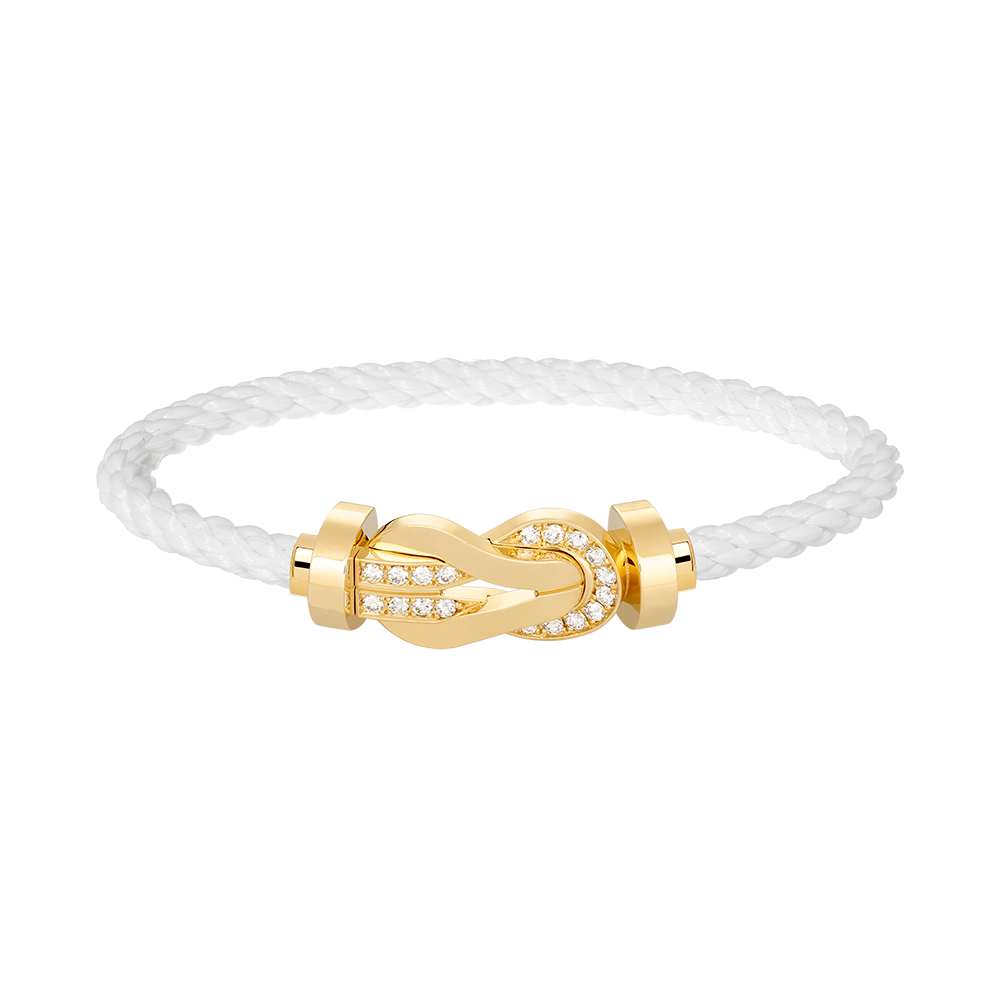 FRED CHANCE LARGE 8 FIGURE BUCKLE HALF DIAMOND BRACELET GOLD