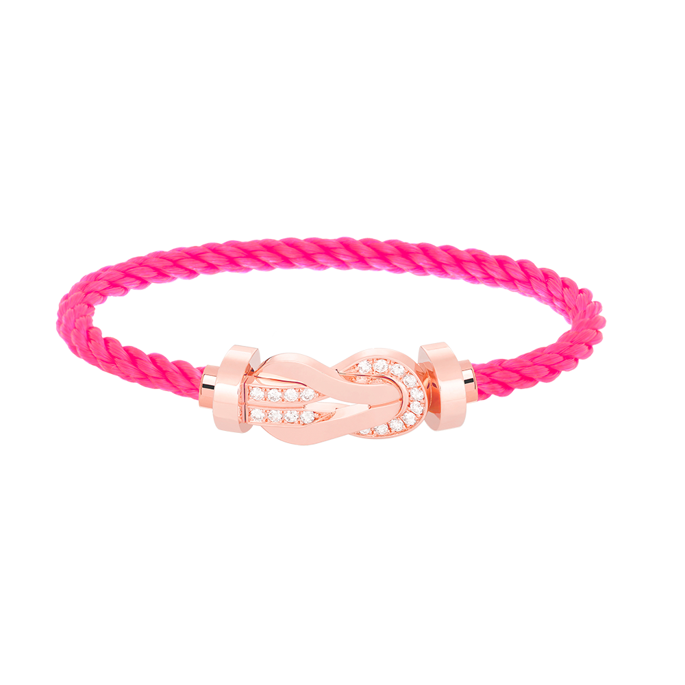FRED CHANCE LARGE 8 FIGURE BUCKLE HALF DIAMOND BRACELET ROSE GOLD