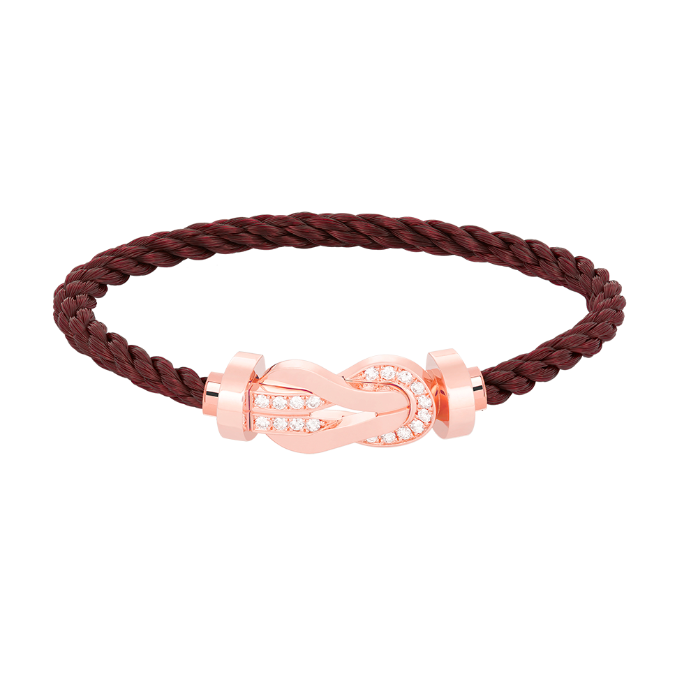 FRED CHANCE LARGE 8 FIGURE BUCKLE HALF DIAMOND BRACELET ROSE GOLD