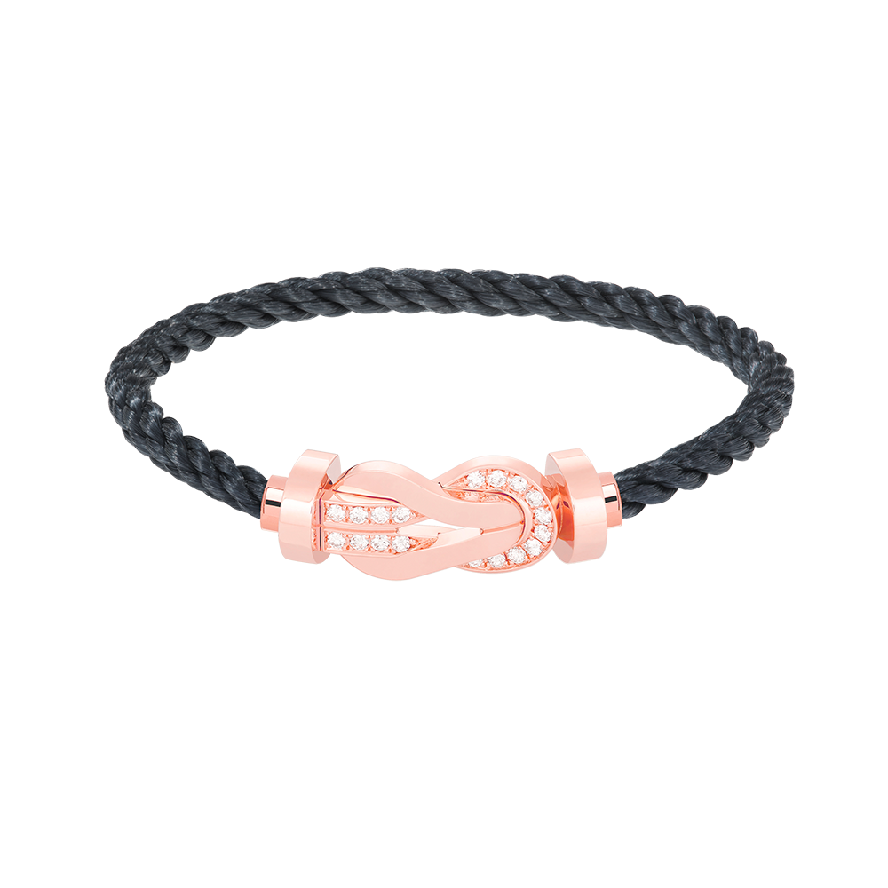 FRED CHANCE LARGE 8 FIGURE BUCKLE HALF DIAMOND BRACELET ROSE GOLD