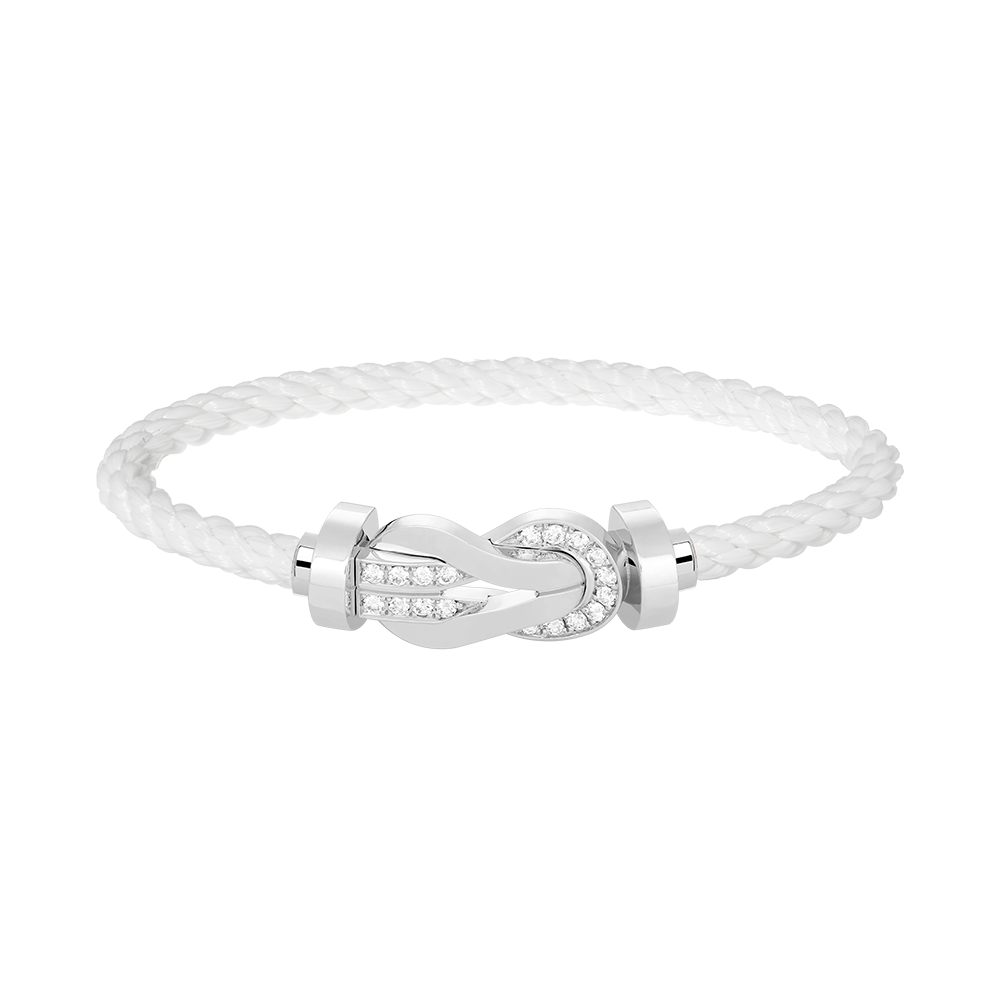 FRED CHANCE LARGE 8 FIGURE BUCKLE HALF DIAMOND BRACELET SILVER