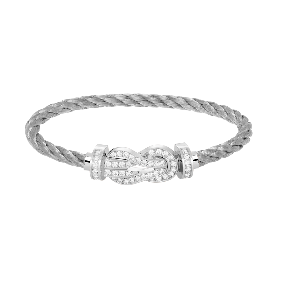 FRED CHANCE LARGE 8 FIGURE BUCKLE FULL DIAMOND BRACELET SILVER