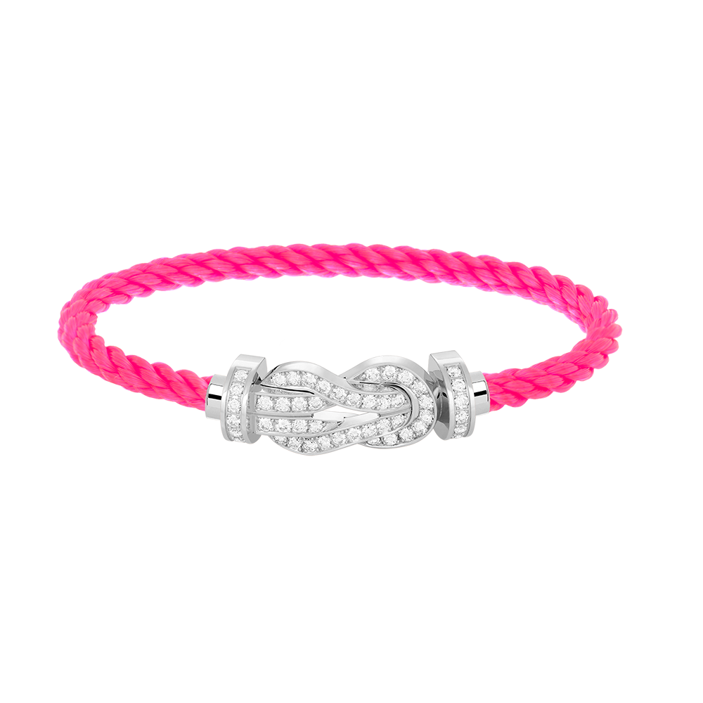 FRED CHANCE LARGE 8 FIGURE BUCKLE FULL DIAMOND BRACELET SILVER