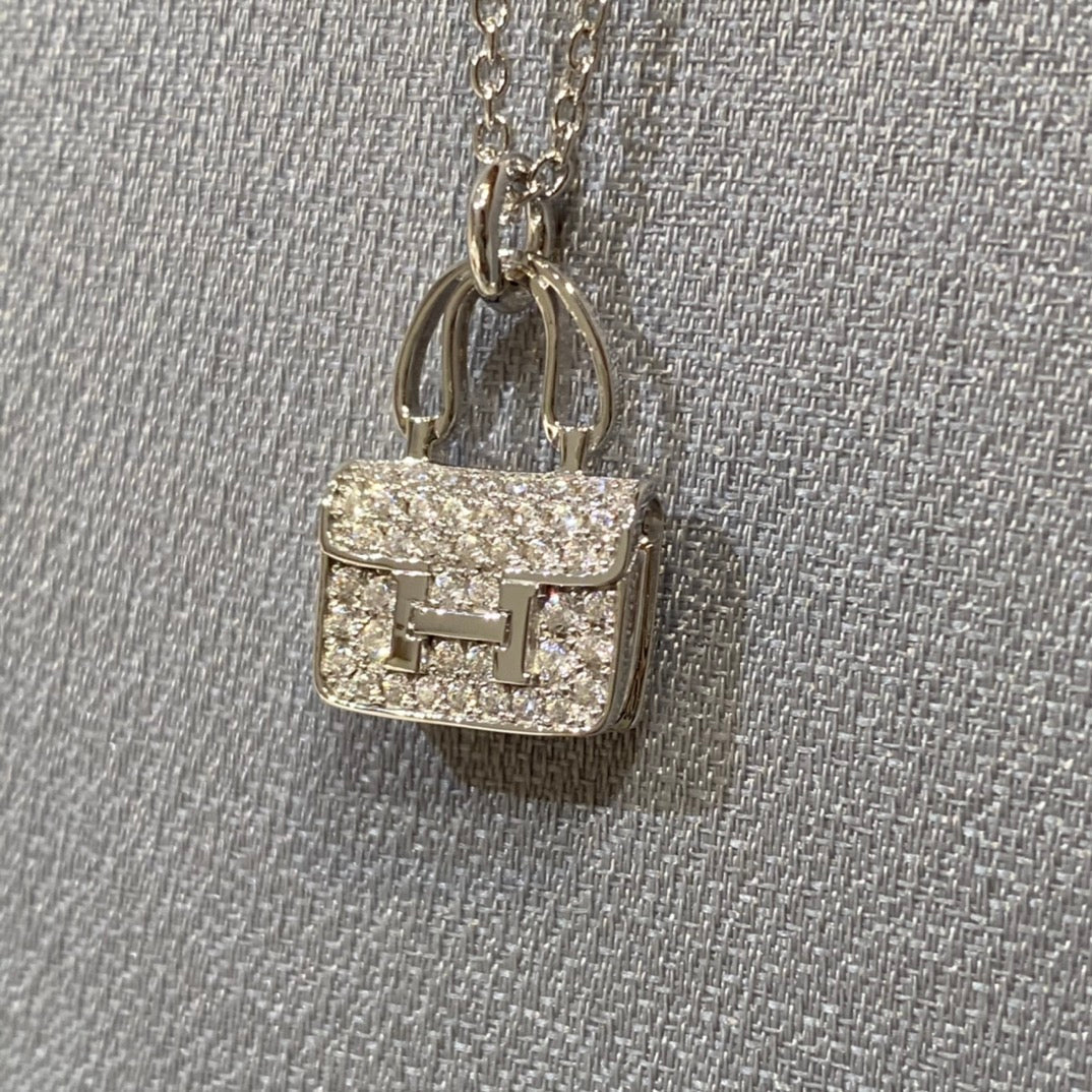 HERMES CONSTANCE PEDANT DIAMOND NECKLACE