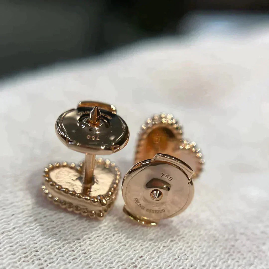 VCA HEART CARNELIAN STUD EARRINGS