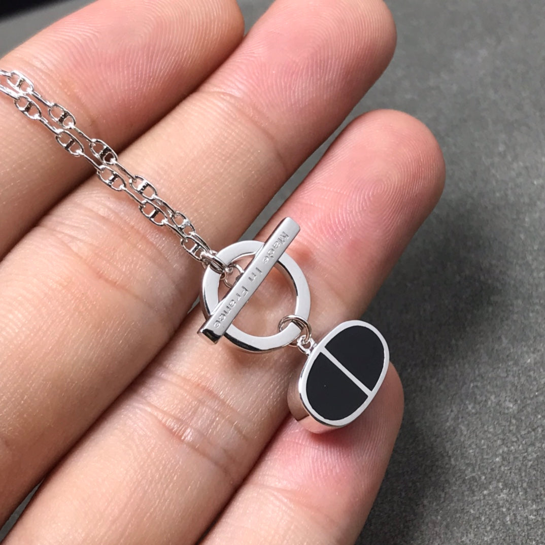 HERMES CHAINE VERSO BLACK CERAMIC NECKLACE
