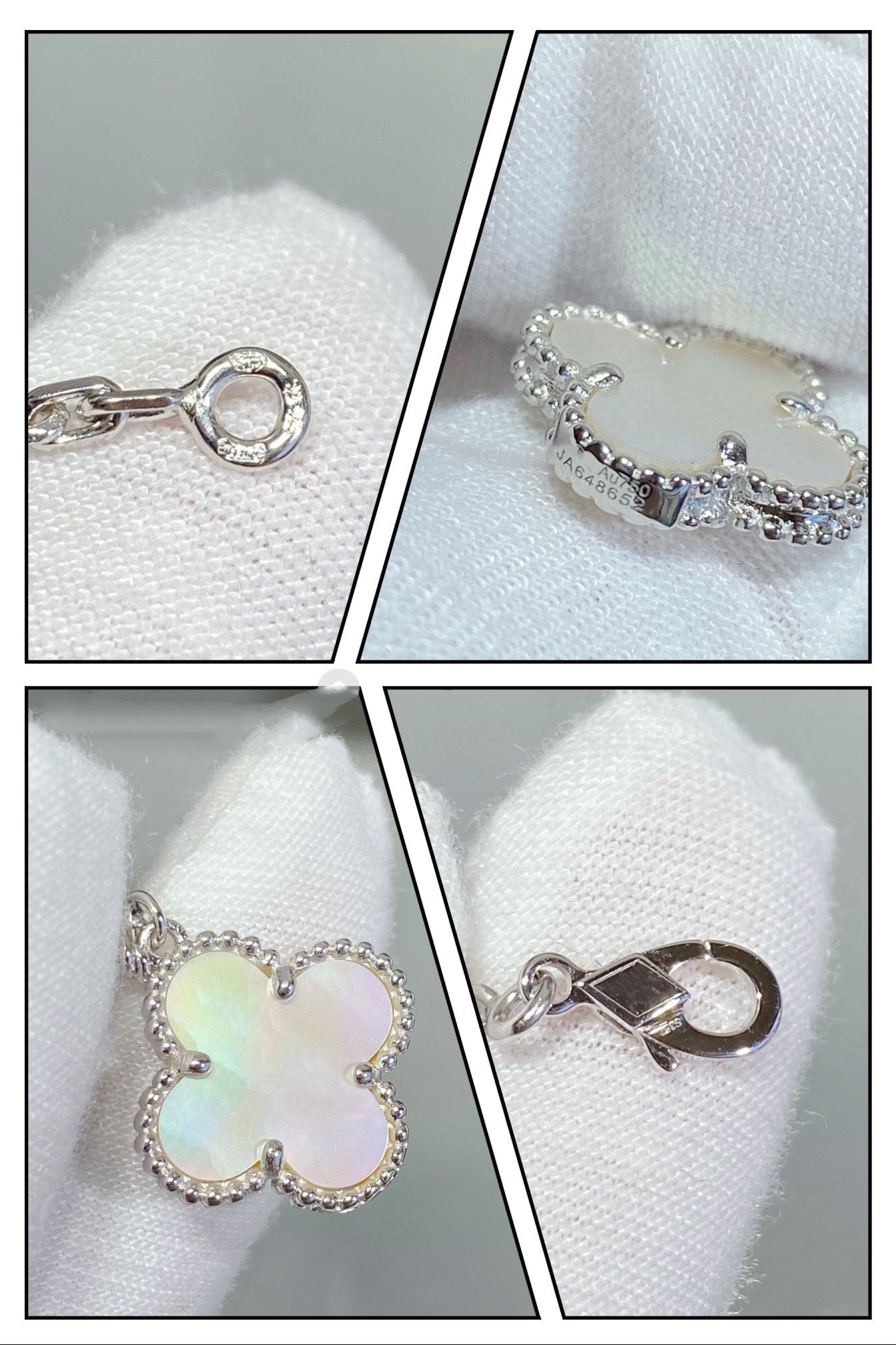 VCA CLOVER 5 MOTIF WHITE MOP SILVER BRACELET