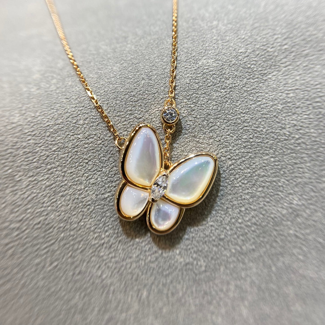 VCA BUTTERFLY MOP DIAMOND NECKLACE