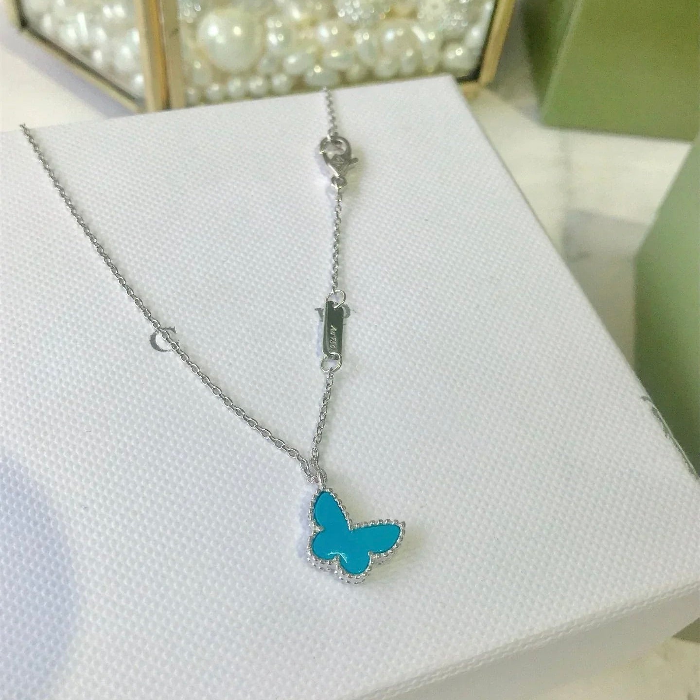 VCA BUTTERFLY TURQUOISE BUTTERFLY BRACELET SILVER