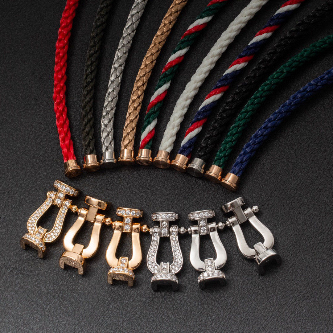 FRED FORCE LARGE HORSESHOE FULL DIAMOND BRACELET SILVER