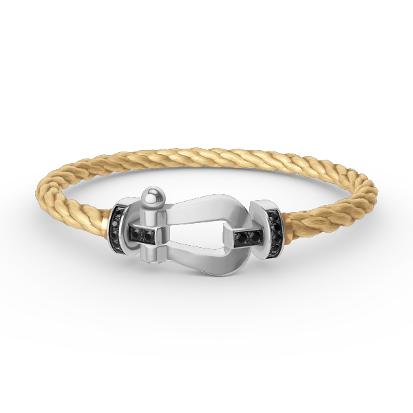 FRED FORCE LARGE HORSESHOE BLACK DIAMOND BRACELET SILVER